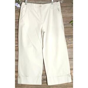 Talbots Stretch Capri Pants Women's Size 4 Tan/Khaki Cuffed hem Pockets Mid Rise